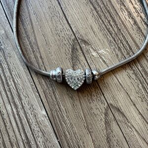 Guess Silver Heart Charm Necklace